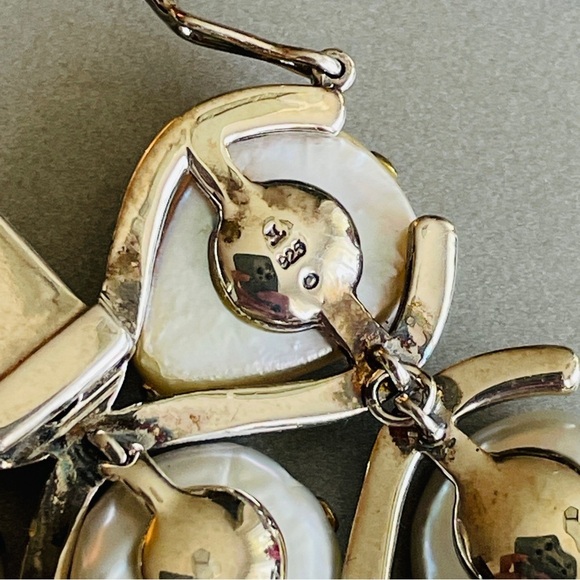 JUDITH JACK 3 ROW WIDE PANEL PEARL, MARCASITE, CZ STERLING SILVER BRACEL… - Picture 2 of 12